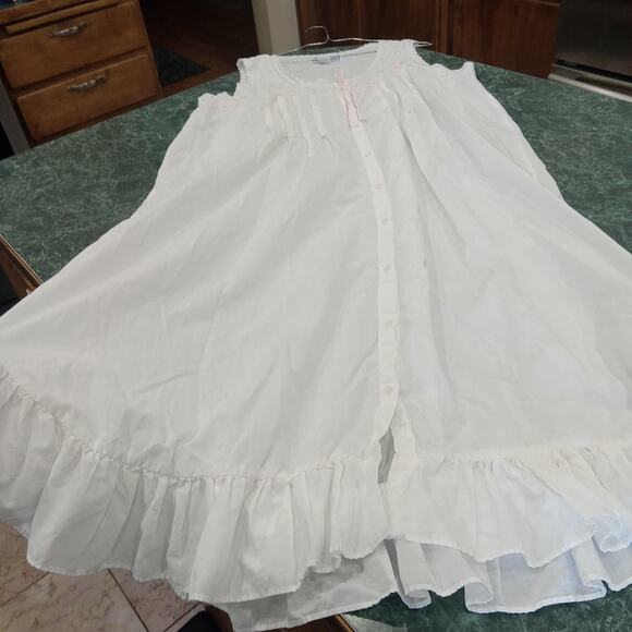 VTG Moon Dance Embroidered Nightgown LARGE Sleeveless Cottagecore Ruffle Pintuck - Picture 5 of 15
